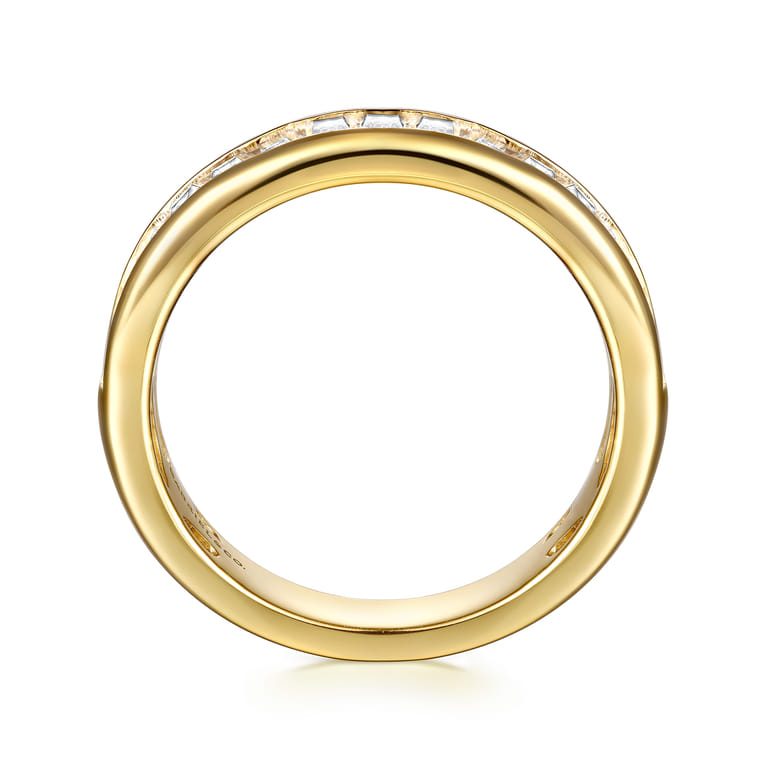 Fancy Wedding Ring in 14k Yellow Gold with Baguette Natural Diamond at Gabriel & Co. - Shot 2
