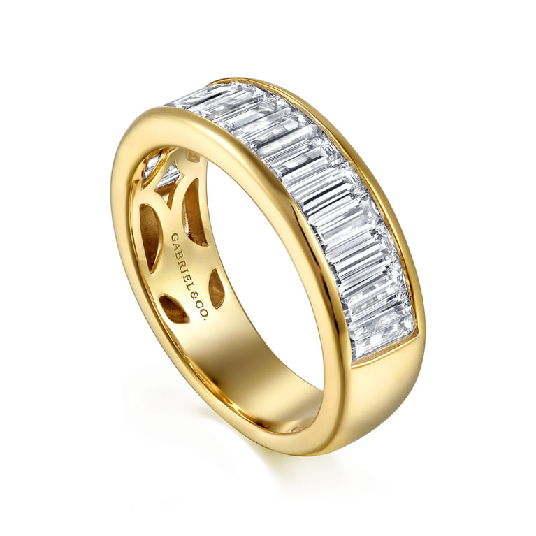 Fancy Wedding Ring in 14k Yellow Gold with Baguette Natural Diamond at Gabriel & Co. - Shot 3