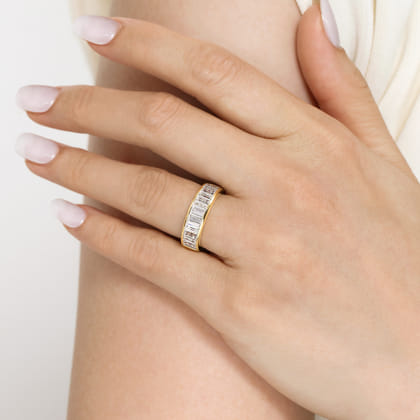 14K Yellow Gold Channel Baguette Diamond Anniversary Band