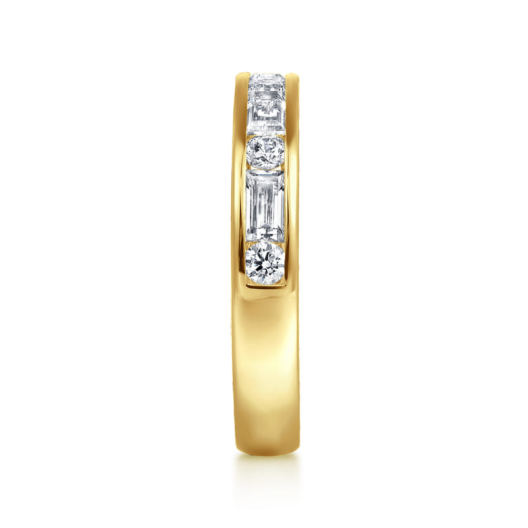 Straight Wedding Ring in 14k Yellow Gold with Baguette Natural Diamond at Gabriel & Co. - Shot 4