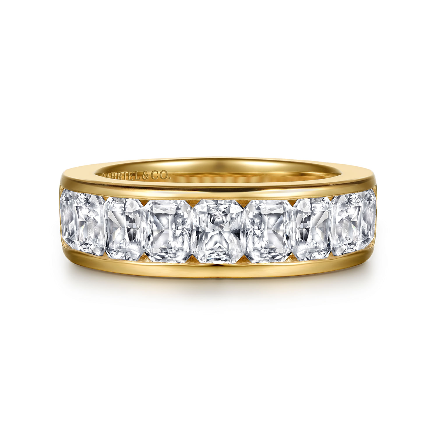 14K Yellow Gold Channel Radiant Cut Diamond Anniversary Band