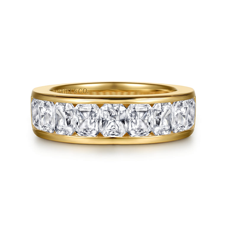 Fancy Wedding Ring in 14k Yellow Gold with Radiant Cut Natural Diamond at Gabriel & Co. - Shot 1