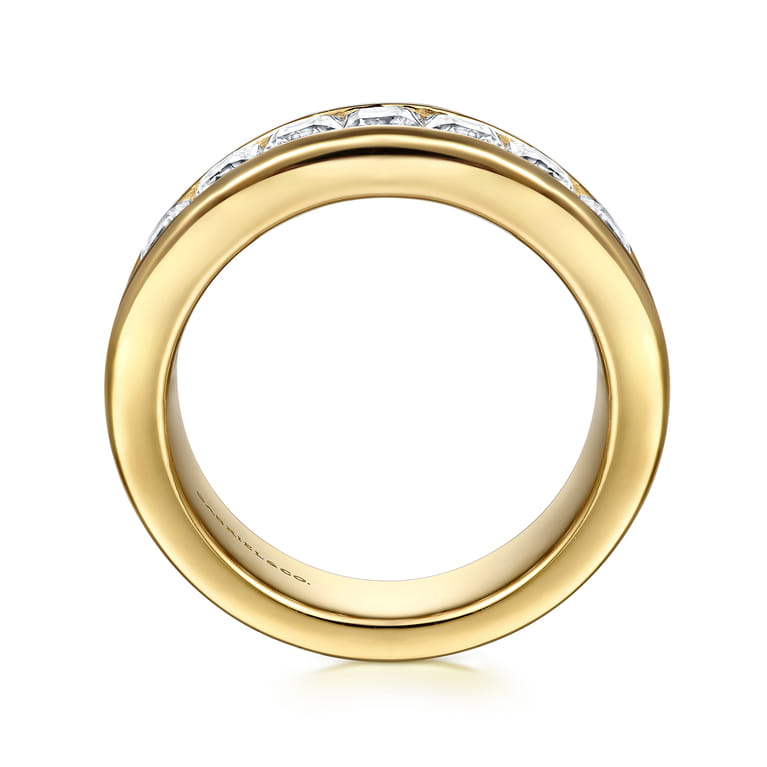 Fancy Wedding Ring in 14k Yellow Gold with Radiant Cut Natural Diamond at Gabriel & Co. - Shot 2