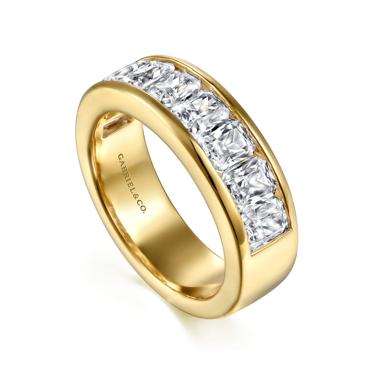 Fancy Wedding Ring in 14k Yellow Gold with Radiant Cut Natural Diamond at Gabriel & Co. - Shot 3
