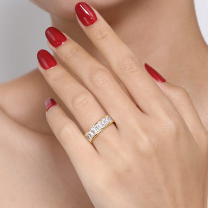 14K Yellow Gold Channel Radiant Cut Diamond Anniversary Band