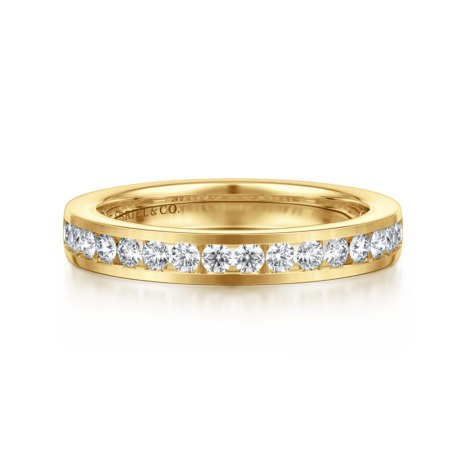 Straight Wedding Ring in 14k Yellow Gold with  Natural Diamond at Gabriel & Co. - Shot 1