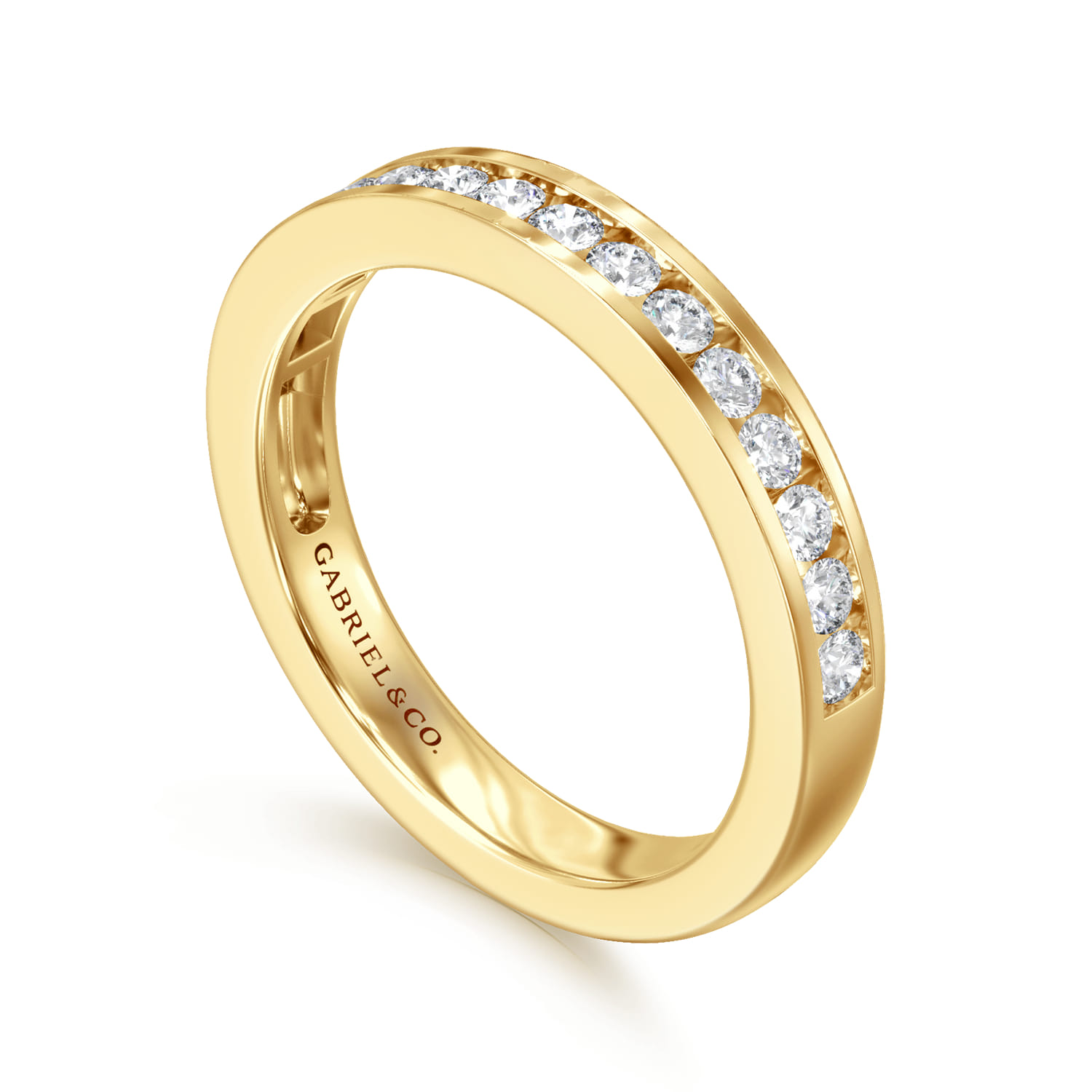 Straight Wedding Ring in 14k Yellow Gold with  Natural Diamond at Gabriel & Co. - Shot 3