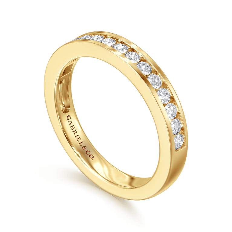 Straight Wedding Ring in 14k Yellow Gold with  Natural Diamond at Gabriel & Co. - Shot 3