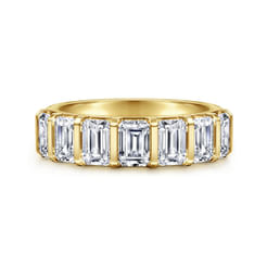 14K Yellow Gold Channel Setting Emerald Cut Diamond Anniversary Band