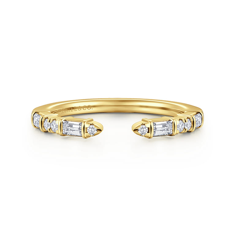 Open Ring Wedding Ring in 14k Yellow Gold with Baguette Natural Diamond at Gabriel & Co. - Shot 1