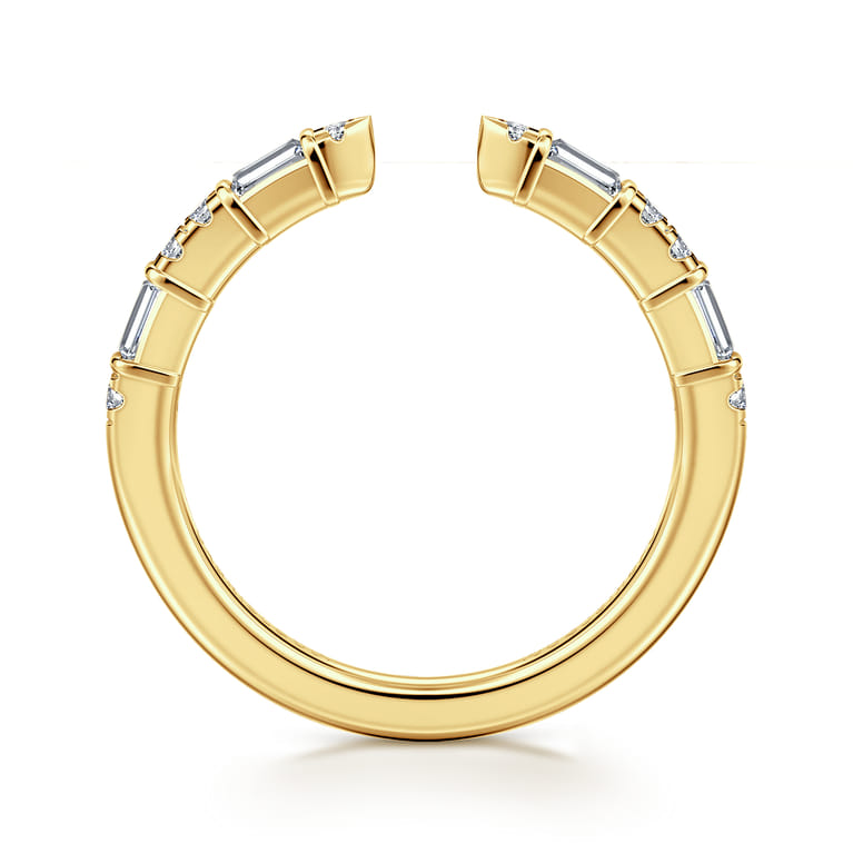 Open Ring Wedding Ring in 14k Yellow Gold with Baguette Natural Diamond at Gabriel & Co. - Shot 2