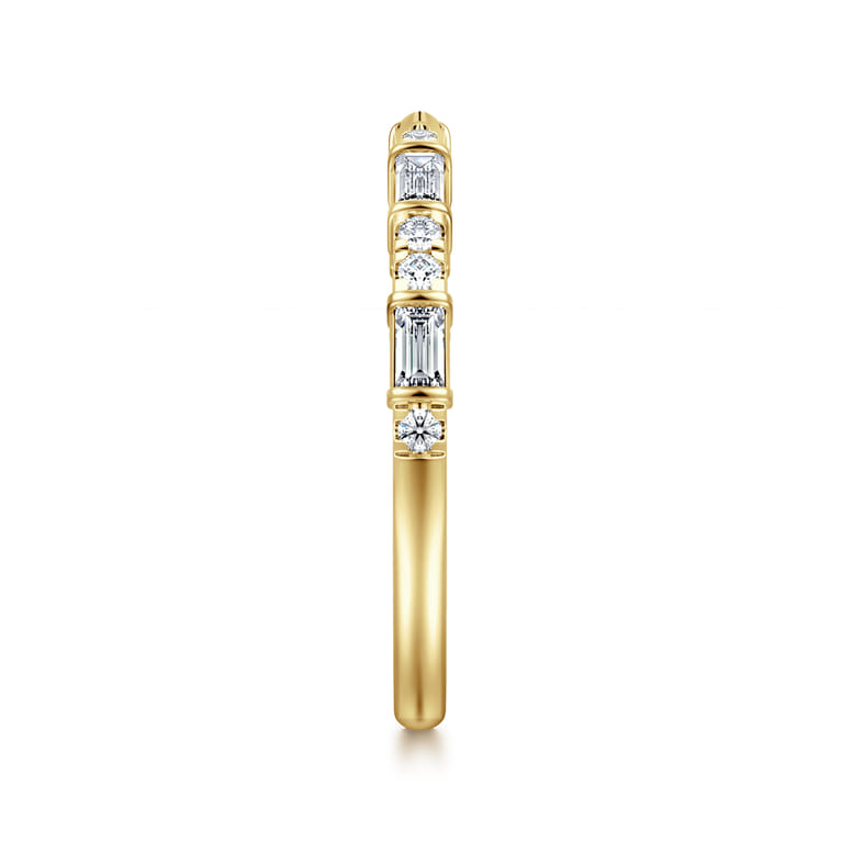 Open Ring Wedding Ring in 14k Yellow Gold with Baguette Natural Diamond at Gabriel & Co. - Shot 4