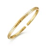 14K Yellow Gold Chevron Cuff Bangle Bracelet