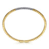 14K Yellow Gold Chevron Cuff Bracelet with White Gold Diamond Pave Station - 0.35 ct