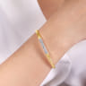 14K Yellow Gold Chevron Cuff Bracelet with White Gold Diamond Pave Station - 0.35 ct