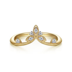 14K Yellow Gold Chevron Diamond Ring