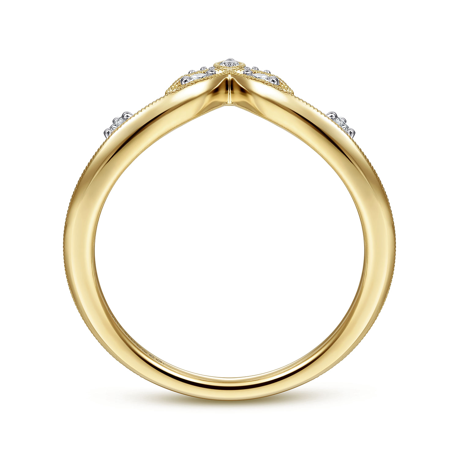 14K Yellow Gold Chevron Diamond Ring