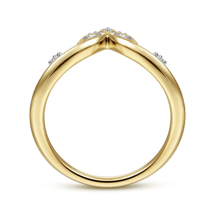 14K Yellow Gold Chevron Diamond Ring
