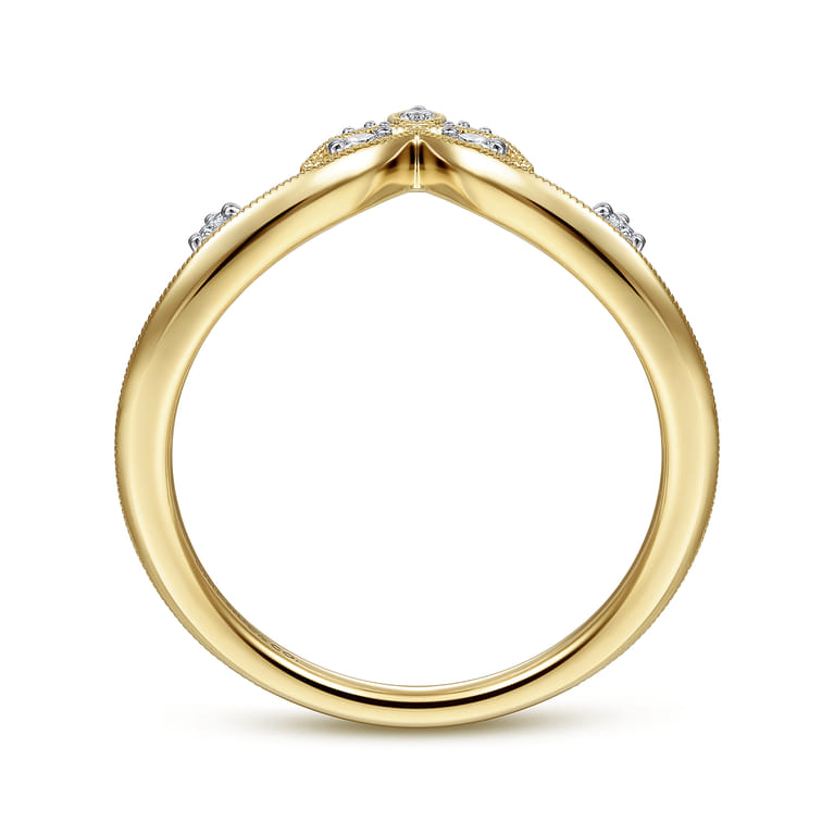 14K Yellow Gold Chevron Diamond Ring - 0.09 ct - Shot 2
