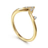 14K Yellow Gold Chevron Diamond Ring - 0.09 ct