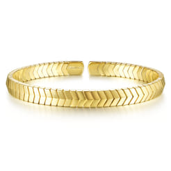 14K Yellow Gold Chevron Open Cuff Bracelet