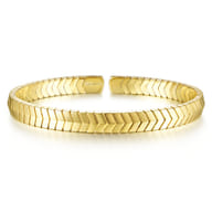 14K Yellow Gold Chevron Open Cuff Bracelet