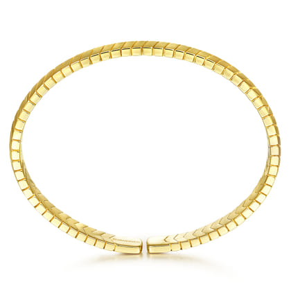 14K Yellow Gold Chevron Open Cuff Bracelet