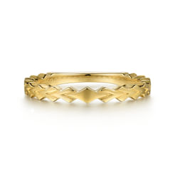 14K Yellow Gold Chevron Station Ring