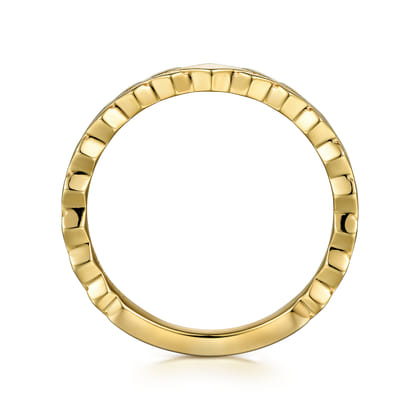 14K Yellow Gold Chevron Station Ring