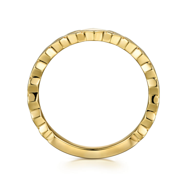 14K Yellow Gold Chevron Station Ring - Shot 2