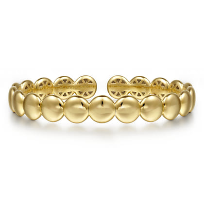 14K Yellow Gold Circle Cuff Bangle Bracelet