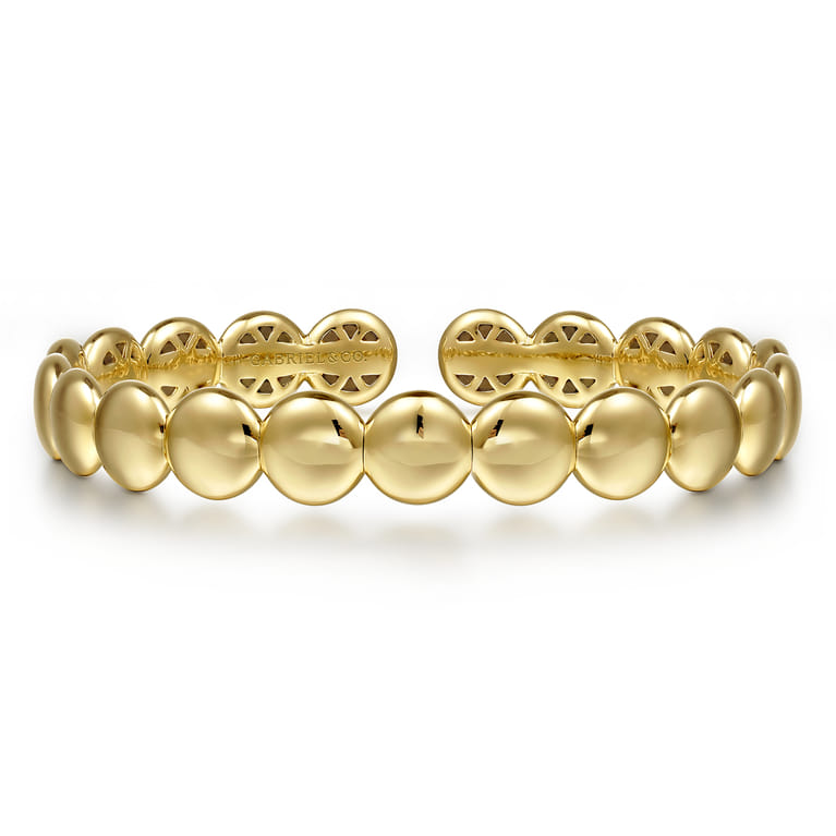 14K Yellow Gold Circle Cuff Bangle Bracelet - Shot 1