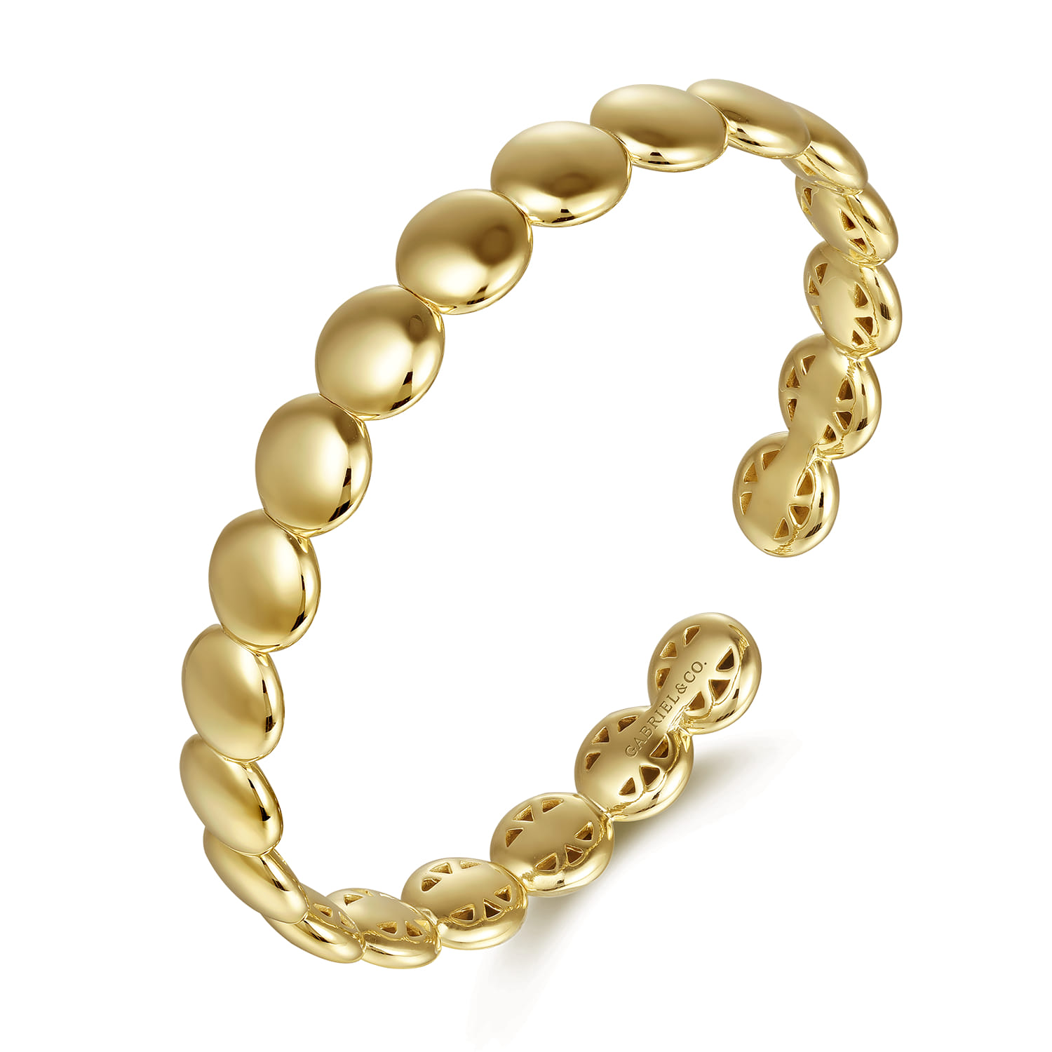 14K Yellow Gold Circle Cuff Bangle Bracelet - Shot 2