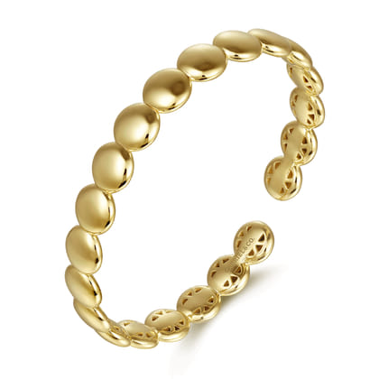 14K Yellow Gold Circle Cuff Bangle Bracelet