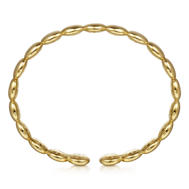 14K Yellow Gold Circle Cuff Bangle Bracelet - Shot 3