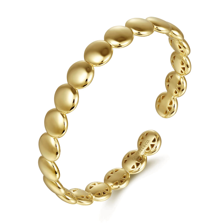 14K Yellow Gold Circle Cuff Bangle Bracelet - Shot 2
