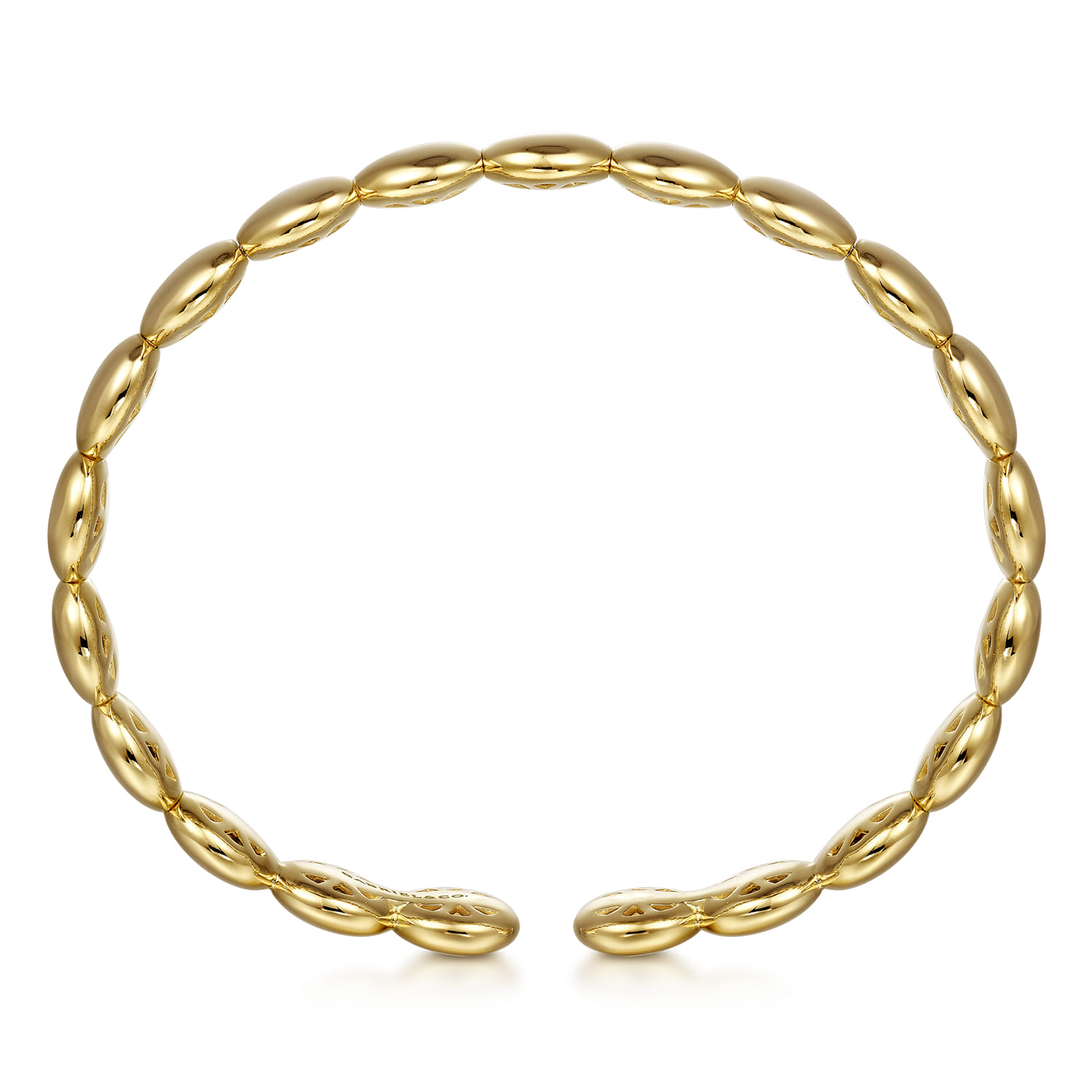 14K Yellow Gold Circle Cuff Bangle Bracelet - Shot 3
