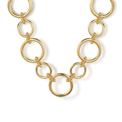 14K Yellow Gold Circle Link Chain Necklace