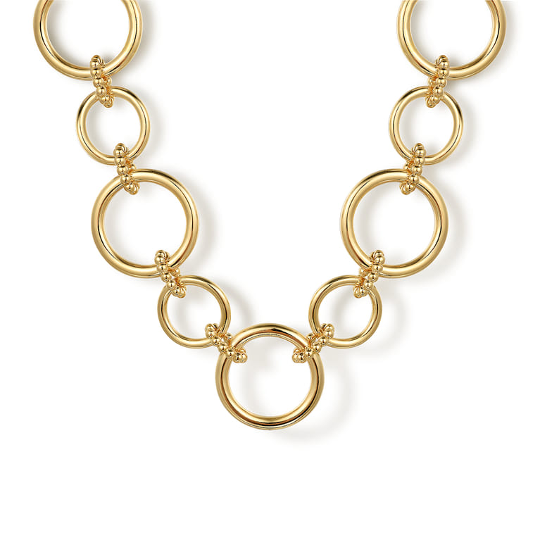 14K Yellow Gold Circle Link Chain Necklace - Shot 1