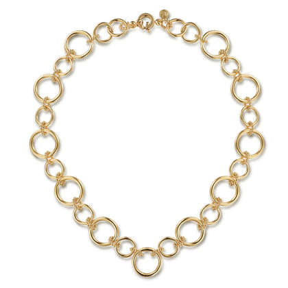 14K Yellow Gold Circle Link Chain Necklace