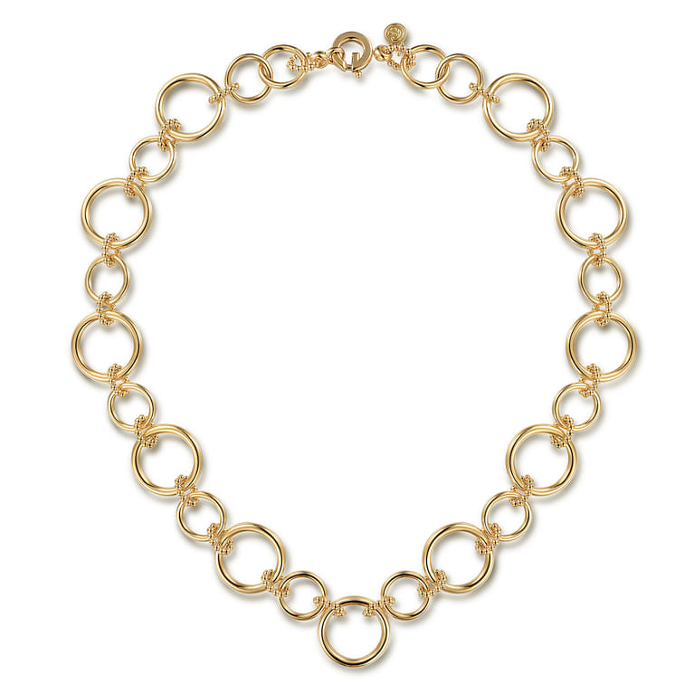14K Yellow Gold Circle Link Chain Necklace - Shot 2