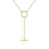 14K Yellow Gold Circle Y Chain Necklace