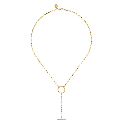 14K Yellow Gold Circle Y Chain Necklace - Shot 2