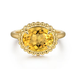 14K Yellow Gold Citrine Bujukan Ladies Ring