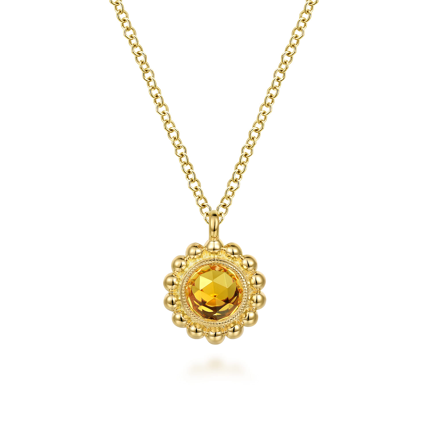14K Yellow Gold Citrine Bujukan Pendant Necklace - Shot 1