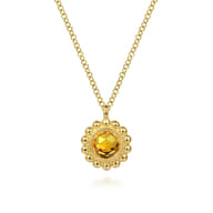 14K Yellow Gold Citrine Bujukan Pendant Necklace
