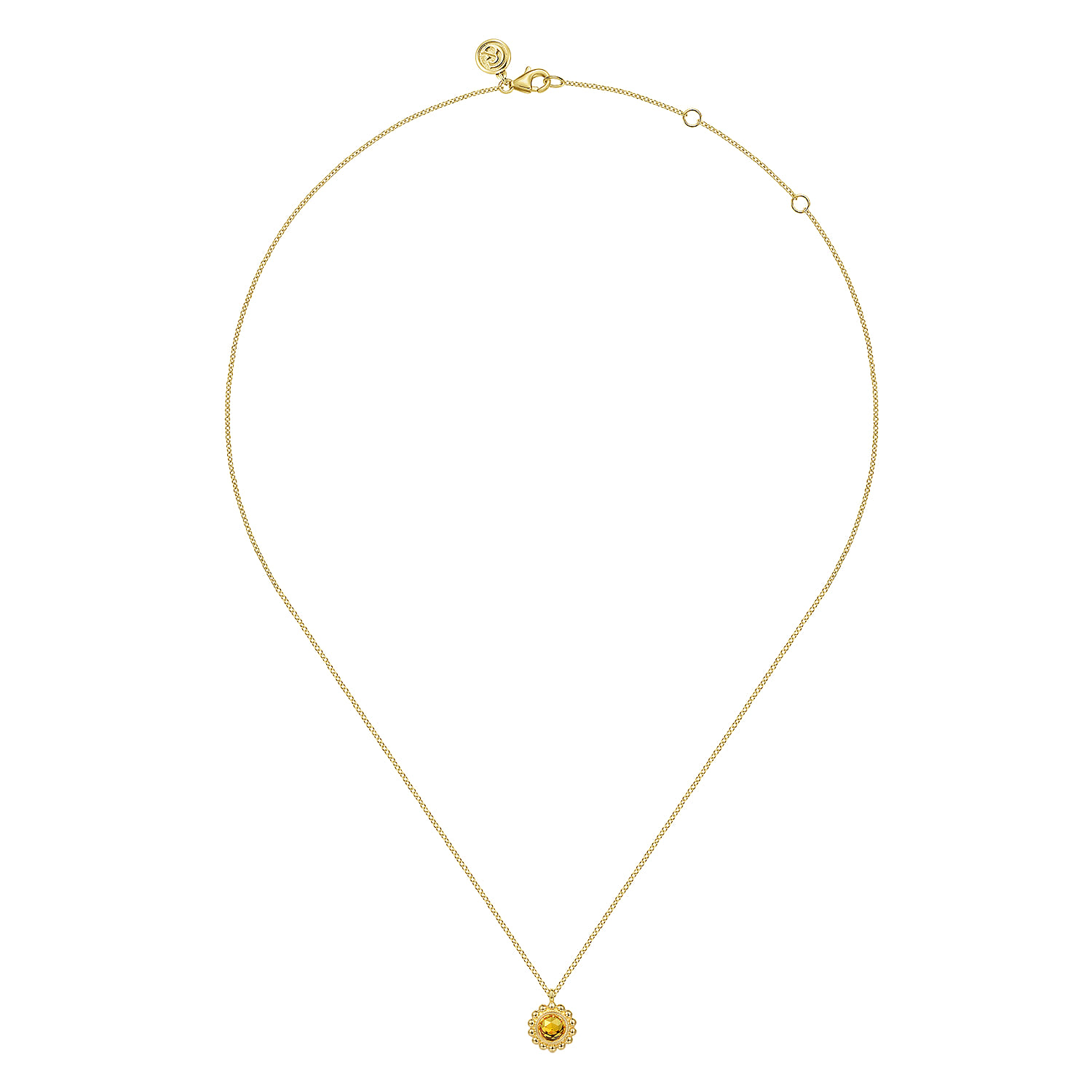 14K Yellow Gold Citrine Bujukan Pendant Necklace - Shot 2