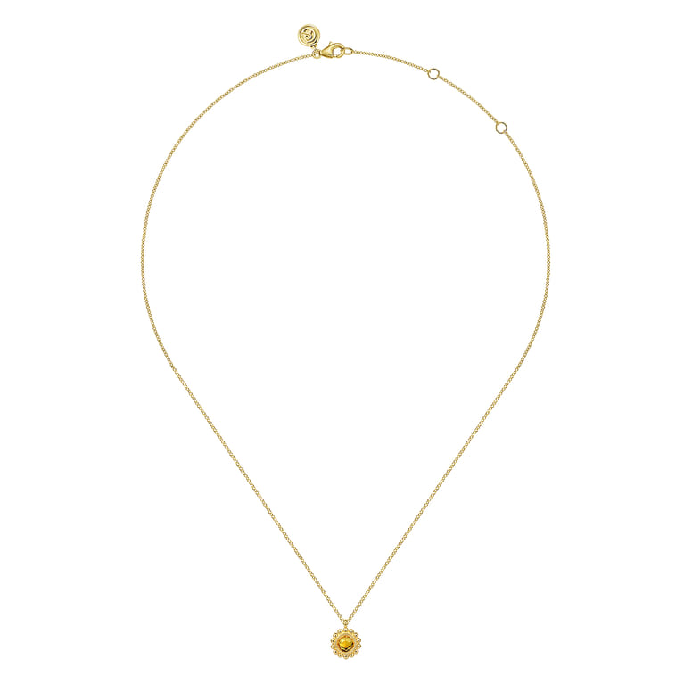 14K Yellow Gold Citrine Bujukan Pendant Necklace - Shot 2