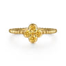 14K Yellow Gold Citrine Cluster Clover and Bujukan Bead Stackable Ring