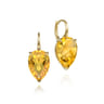 14K Yellow Gold Citrine Flat Pear Earrings